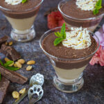 Chocolate and Peanut Butter Pudding in three glasses.
