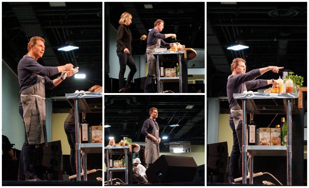 Bobby Flay performing a cooking demonstration.