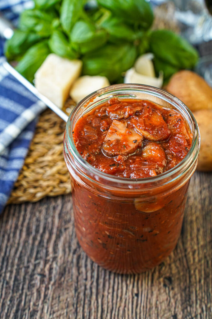 Mushroom Tomato Sauce in a jar.