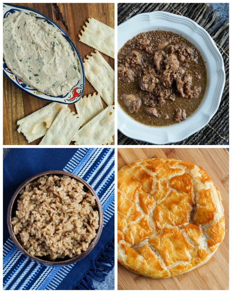 Other dishes from Taste of Persia: Prasi Pkhali (Georgian Leek Pâté), Fesanjun Khoresh (Classic Pomegranate Walnut Chicken Stew), Birinji Rash (Kurdish Black Rice), and Gata (Armenian Puff Pastry Cake).