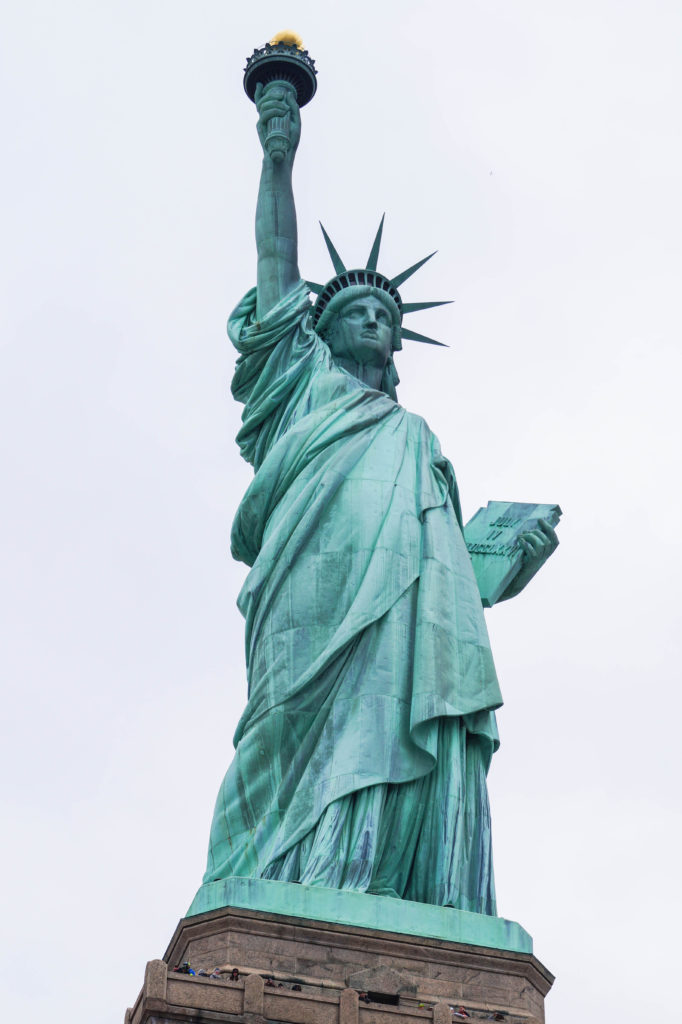 Close up view of Statue of Liberty in New York City.