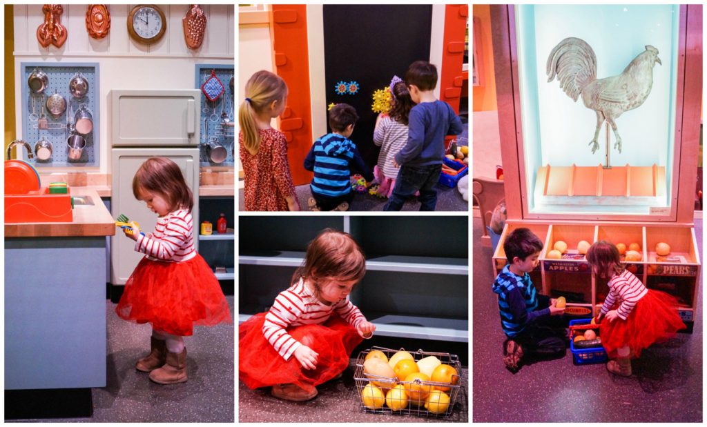 Wegmans Wonderland exhibit- play kitchen for children with groceries.