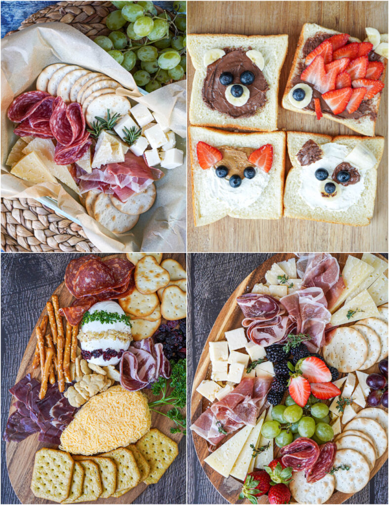Travel Charcuterie, Kids' Special Day, Carrot and Easter Egg Cheese Balls, and Simple Charcuterie.