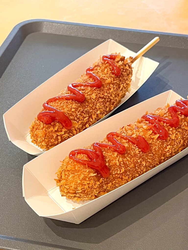 Two Korean corn dogs from Orange Tokki.