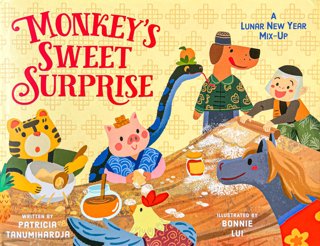 Book cover- Monkey's Sweet Surprise: A Lunar New Year Mix-Up.