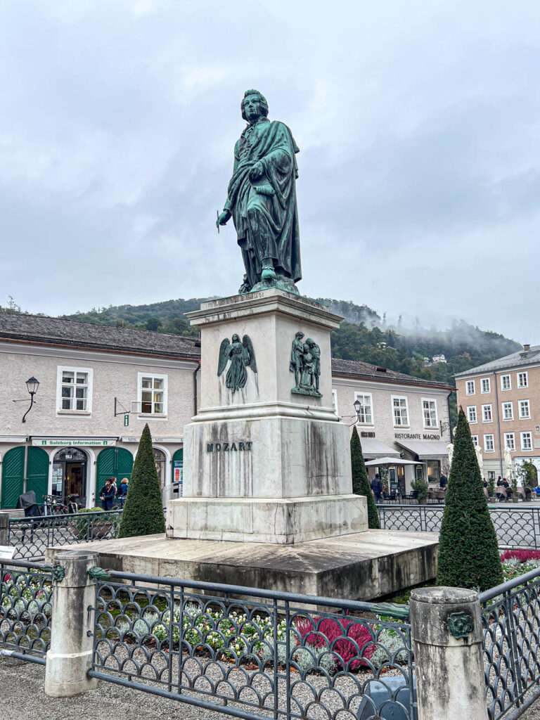 Mozart statue in Salzburg.
