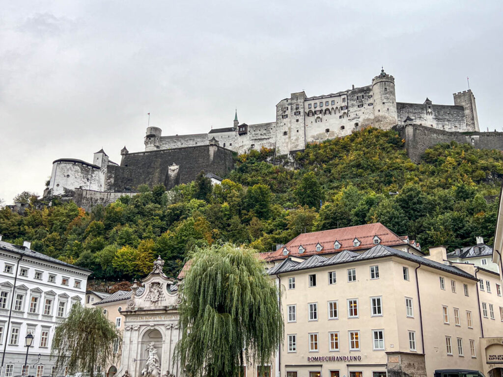 Festung Hohensalzburg on a hill above Salzburg.