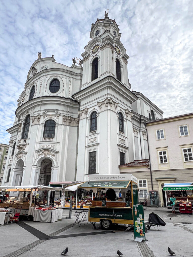 Vendors at a market in Salzburg.