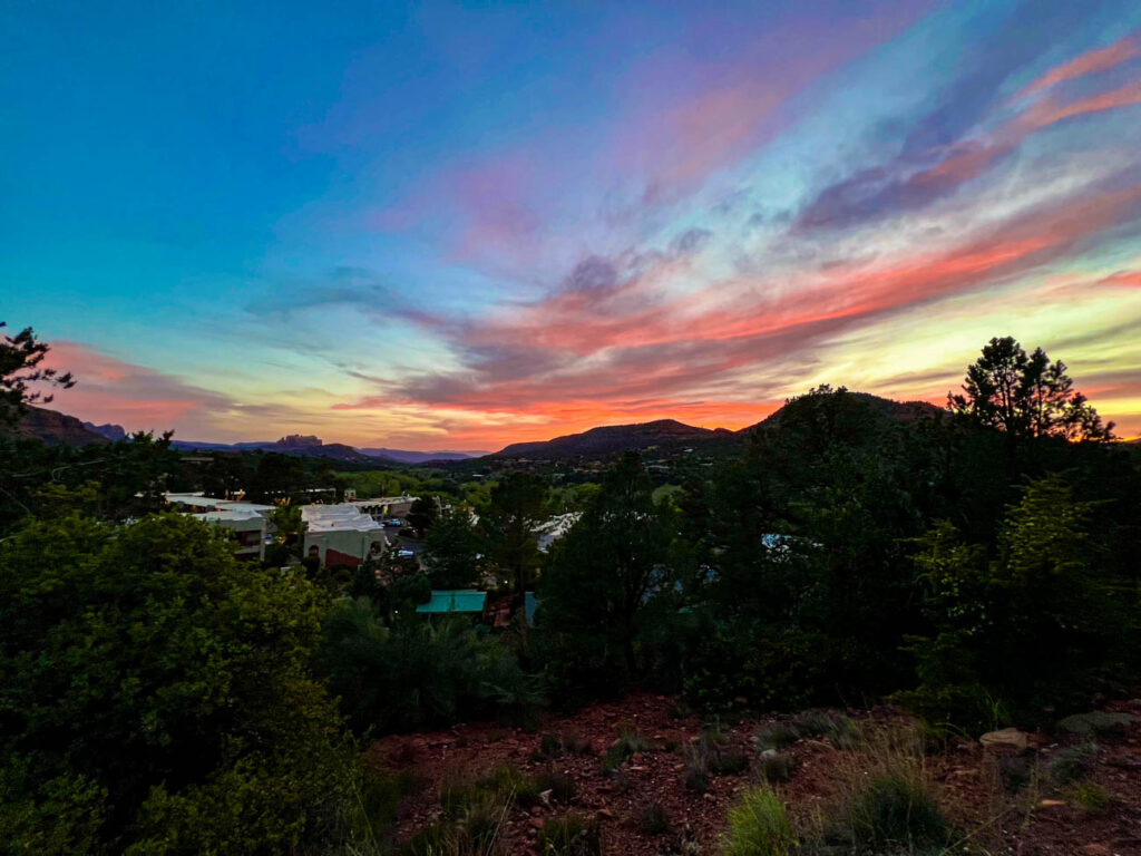 Sunset over the mountains in Sedona, Arizona.