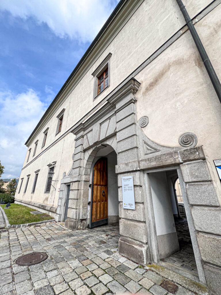 Stone entrance to Schlossmuseum in Linz.